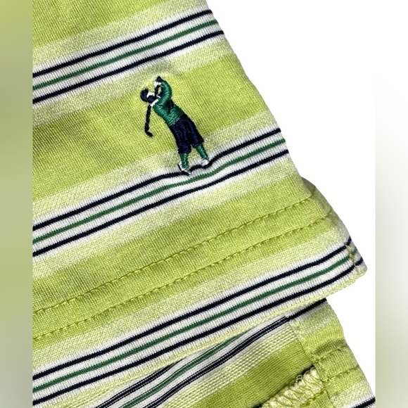 Bobby Jones Polo Shirt Size Large Aronimink Golf Lime Green Stripe Embroidered - Picture 5 of 7